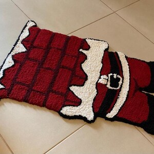 Santa Stuck in Chimney Rug, Hand Tufted Santa Rug, Santa Chimney Rug ...