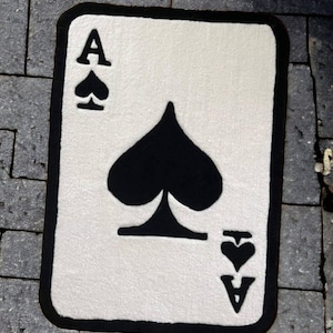 Schoppenaas 45-inch tapijt, op maat gemaakte tapijten getuft, aanpasbaar tapijt, pokerkleed speelkaartentapijt, op maat gemaakt tapijt, coole cadeaus voor mannen, mannencadeaus
