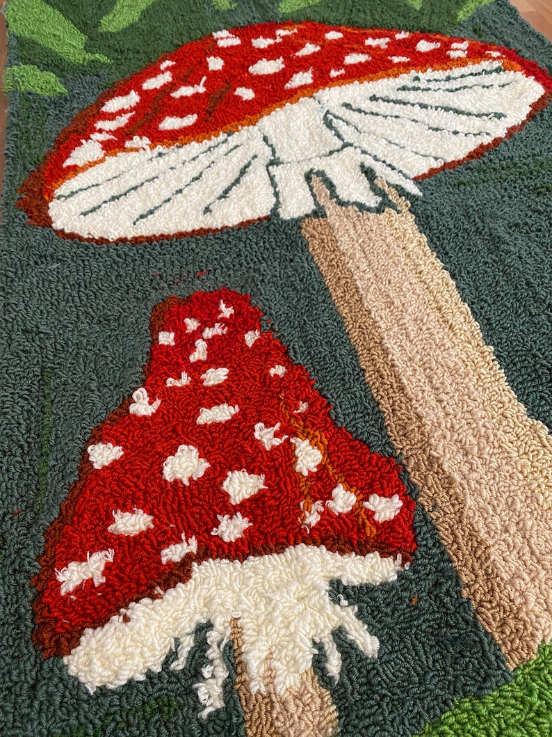 Hand Tufted Mushroom Rug, Trippy Home Decor (2x3) image 3