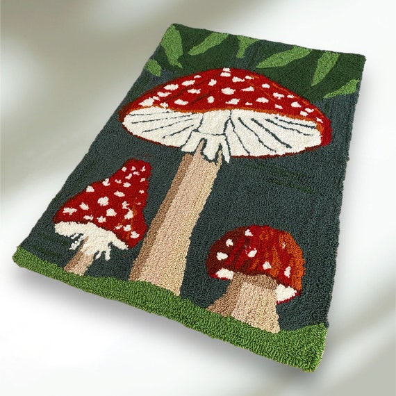 Hand Tufted Mushroom Rug, Trippy Home Decor (2x3)