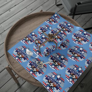 All-Star Sports Red, White and Blue Birthday Wrapping Paper