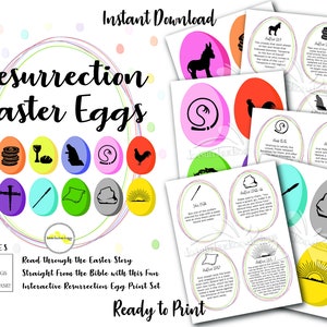 Auferstehung Osterei Karten Bunte Geschichte Kit, Bibelverse, Sonntagsschule Set, 12 Tage Count Down PDF bereit zum Herunterladen und Drucken