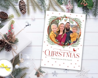 Custom Christmas Photo Card, Personalized Christmas Card with Picture, Merry Christmas Picture Card, Holiday Photo Card, Printed Photo Card