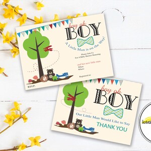 Invitations et cartes de remerciement pour baby shower Boy Oh Boy, personnalisées à télécharger et à imprimer