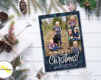 Custom Christmas Photo Card, Personalized Christmas Card with Pictures, Merry Christmas Picture Card, Holiday Photo Card, Printed Photo Card