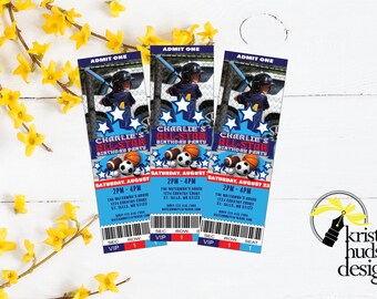 All-Star Sports Ticket Birthday Invitation (Digital Download)