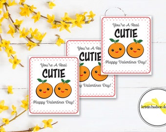 CUTIE Happy Valentines Day-kaarten om te combineren met sinaasappels, geen snoep, INSTANT DOWNLOAD Klaar om af te drukken