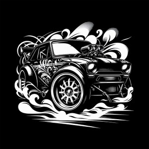 Boy Racer, Skiffergravyr, Laserfil, Coasteretsning, Amerikansk, Lightburn, Glow Forge, Xtool, Storbritannien, Atomstack, Lightburn, laser, CO2,