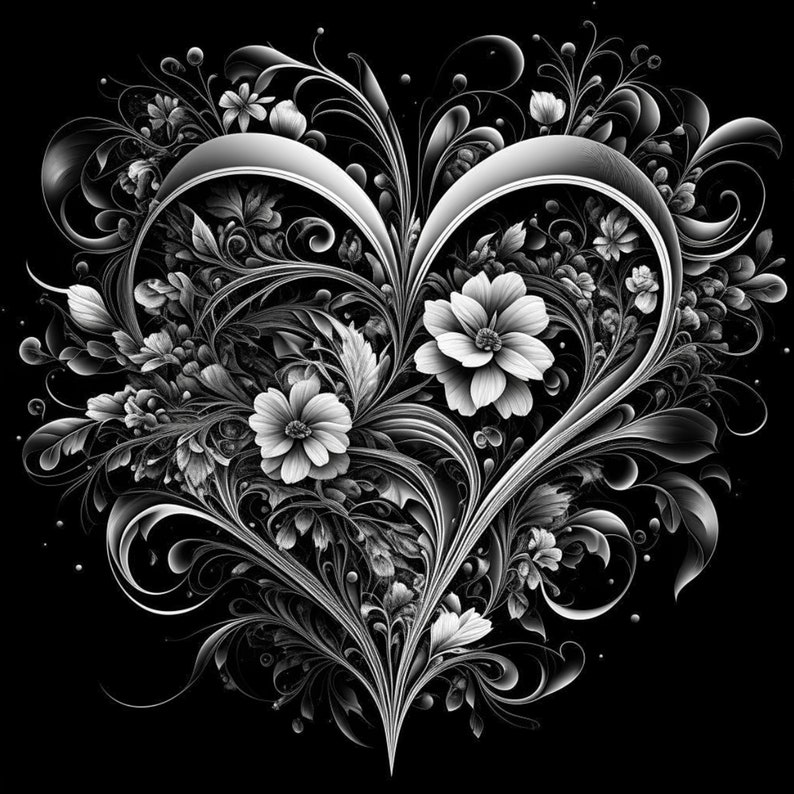 Floral Heart, Slate Engraving, Laser File, Coaster Etching,american