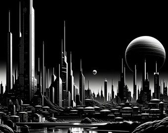 Martian City Slate Engraving, Laser Cut File (Digital Download)