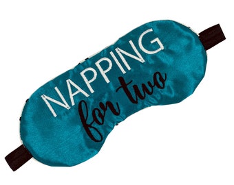 Napping For Two Sleep Mask. Baby Shower & Announcement Party Gift. Pregnancy and Mother Gift. Embroidered Sleep Mask.