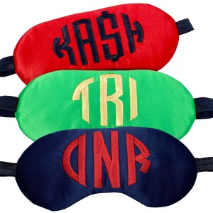 Personalized Satin Sleep Mask with Embroidered Initials for Men and Boys.