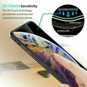 K&ouml;nnte beinhalten: Nahaufnahme eines schwarzen iPhones mit einem bunten abstrakten Hintergrund auf dem Bildschirm. Das Telefon wird von einem Finger ber&uuml;hrt. Ein Diagramm zeigt die Schichten eines Displayschutzes, einschlie&szlig;lich der 3D-Touch-Schicht, des Displays und unseres Displayschutzes.