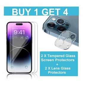 Tempered Glass Screen & Lens Protector For iPhone 14 13 12 11 Pro Max Mini Plus