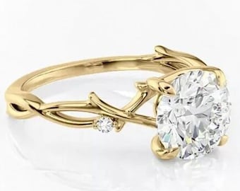 4.10 CT Round engagement ring•moissanite solitaire engagement ring•unique hidden halo solitaire ring•14k gold diamond wedding ring•women