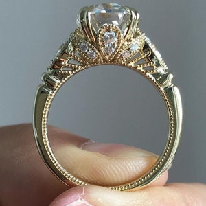5.50 CT emerald cut moissanite engagement ring 11 x 8.5 mm solitaire ringemerald cut engagement ring14k yellow gold wedding ringwomen image 6