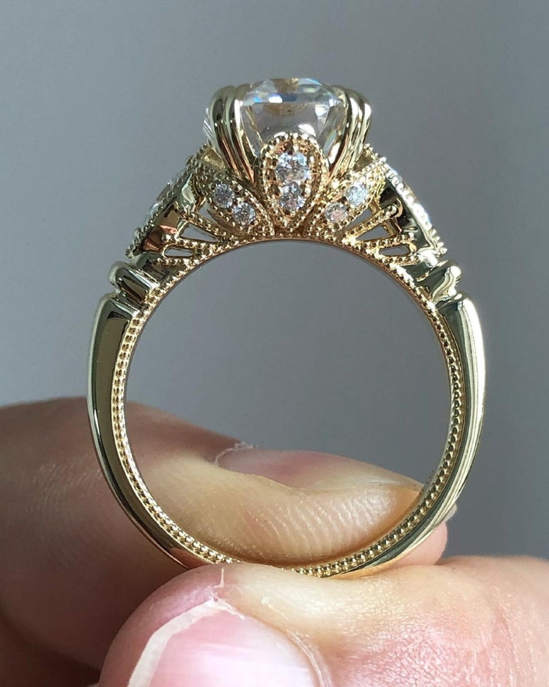 5.50 CT emerald cut moissanite engagement ring 11 x 8.5 mm solitaire ringemerald cut engagement ring14k yellow gold wedding ringwomen image 6