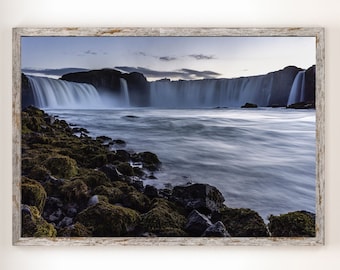 058 Icelandic Landscape Wall Art - Godafoss view - Iceland Waterfall Home decor - Nature Landscape Iceland Photography - Digital Download