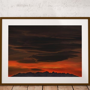 059 Mountains Sunset Italy Photo - Italy Landscape Sunset Wall Art - Red Sky Mountains Italy Poster - minimal original print sunset alps