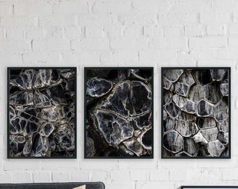 039 3 Photos Set Icelandic Details - Macro Photos - Volcano Wall Art - Black Lava Photography - Icelandic Landscape Wall Art Digital Decor