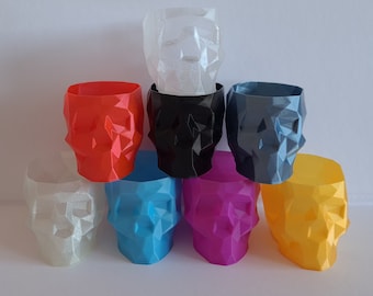 3D Printed Geometric Skull Planter, Customizable Colors & Sizes