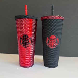 Red Skeleton Decal Inspired Tumbler | Skeleton Logo Studded Tumbler with Straw & Lid | Luxury Tumbler | Travel Cup | Matte-Iridescent