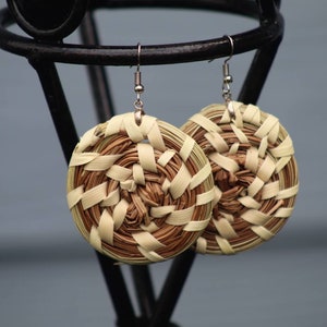 Round up sweetgrass earrings