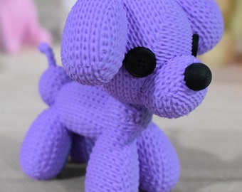 Cute Knitted Balloon Dog | 3D Printed Adorable Mini Crochet Toy Puppy