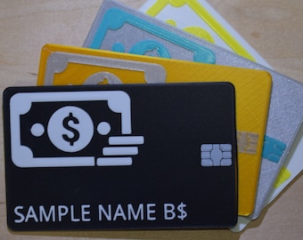 Personalized Play Credit Card: 3D Printed Pretend Play Money