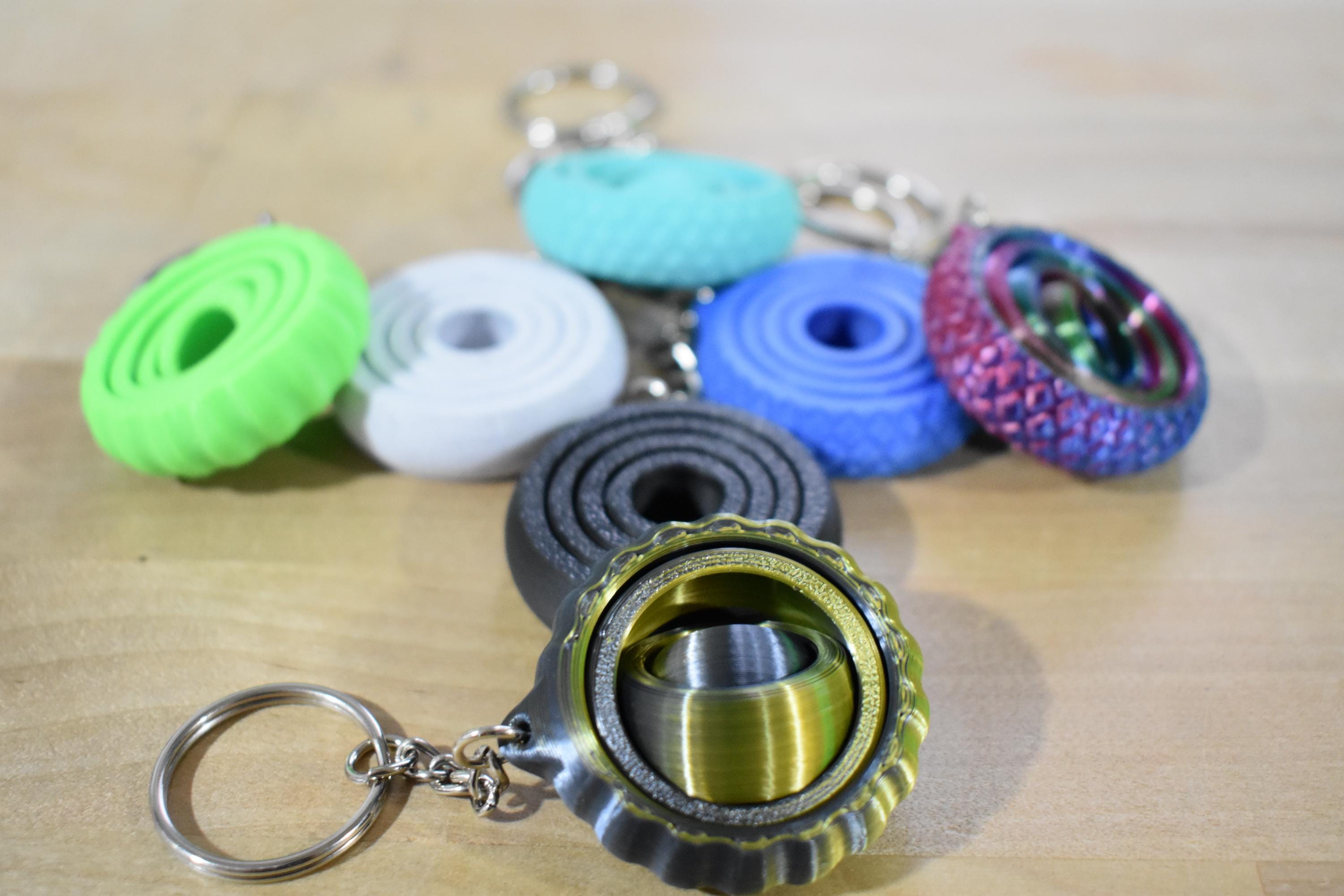 Fidget Keychain | 3D Printed Gyroscope Spinner Sensory Toy - Etsy