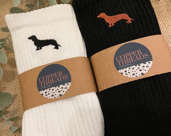 Embroidered Dachshund Socks | Dog Walking Socks