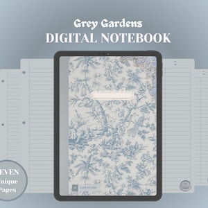 Grey Gardens Digital Notebook for Goodnotes, Notability, Student Notebook, Digital Notebooks, Digital Notes Templates, Journal