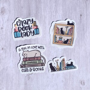 Books and Cats Sticker Pack | Book Stickers | Waterproof Decals | Bookish Sticker Pack | Vinyl Stickers | Reading Stickers | Bookworm Gift