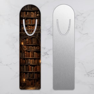 Segnalibro in alluminio Dark Academia: regalo per lettori fantasy da scaffale