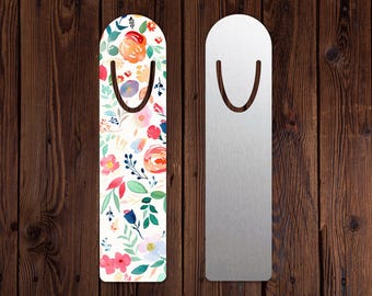 Floral Metal Bookmark: Colorful Watercolor Flowers, Bookworm Gift