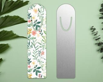 Watercolor Floral Metal Bookmark: Bookworm Gift