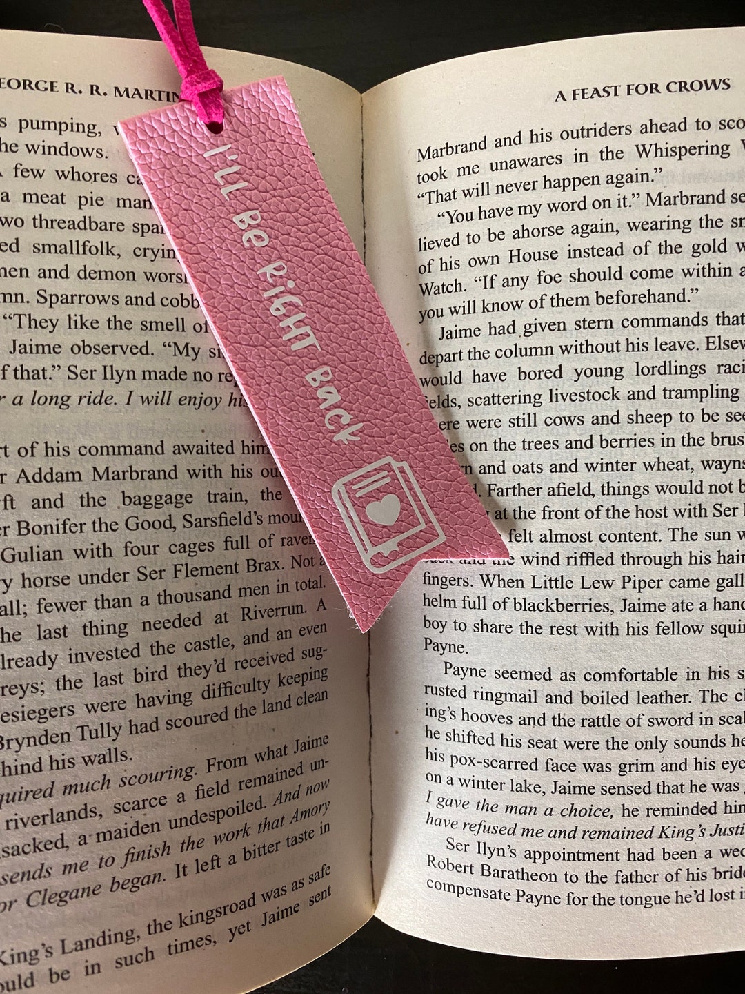 I'll Be Right Back Pink Faux Leather Bookmark: Book Lover Gift - Etsy
