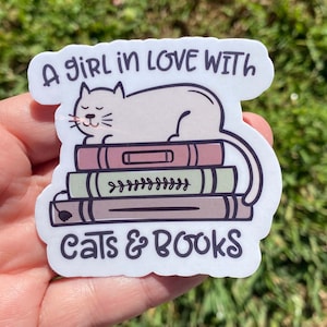 Cats and Books Vinyl Sticker: Book Lover Decal