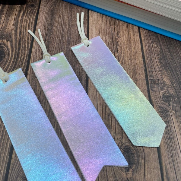 Pearl Iridescent Bookmark | Holographic Bookmark | Pearlcore Bookmark | Vegan Leather | Gift for Readers | Bookish Gift | Faux Leather