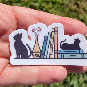 Cats and Books Sticker | Book Sticker | Book Decal | Bookish Sticker | Vinyl Sticker | Reading Sticker | Bookworm Gift | Waterproof Sticker
