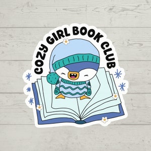 Cozy Girl Book Club Sticker: Pinguin Reader Vinyl Aufkleber