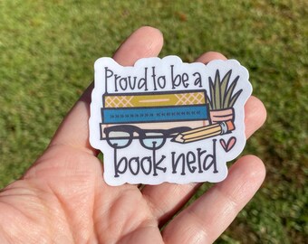 Book Nerd Sticker: Waterproof Vinyl Decal for Laptop or Water Bottle