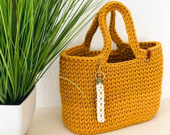 JANE Einkaufstasche • Handgefertigte Boho Tasche • Gehäkelte Geldbörse • Umweltfreundlich & Nachhaltig • Recycelte Baumwolle • Geschenk für Freundin und Mama