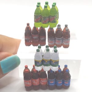 Dollhouse Miniatures 1:12 Scale Bottled Soda Soda Pop Soft Drink 6 Pack Bottles