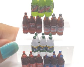 Dollhouse Miniatures 1:12 Scale Bottled Soda Soda Pop Soft Drink 6 Pack Bottles