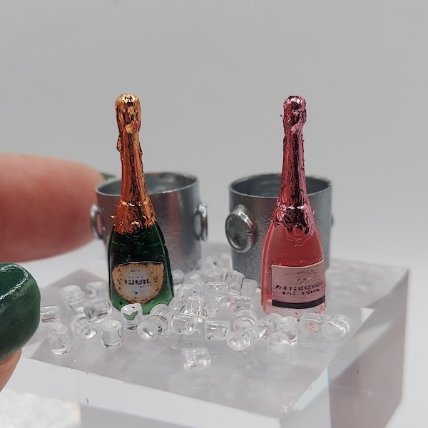 Dollhouse Miniature Champagne and Ice Bucket