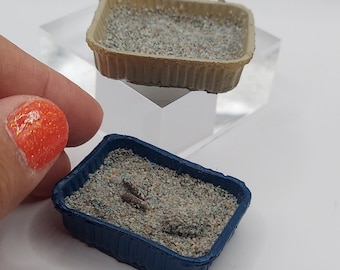 Dollhouse Miniatures Feline Cat Litter Box Cat Pan