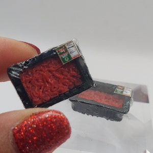 Dollhouse Miniature Ground Beef 1:12 Scale Raw in Packaging