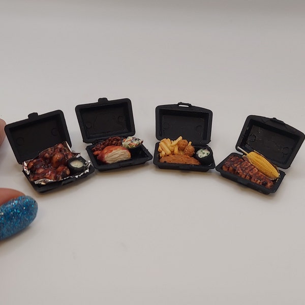 Dollhouse Miniature 1:12 Take out Barbeque Chicken Ribs Fried Fish