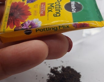 Dollhouse Miniature Potting Soil Bag and Soil 1:12 Scale